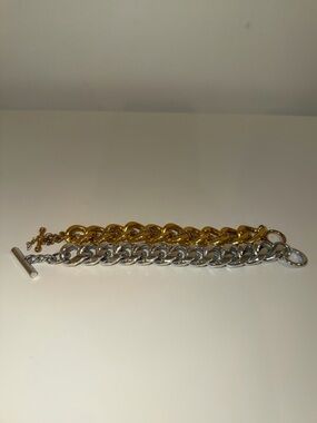 Two Gold & Silver-Tone Chunky Link Bracelets
